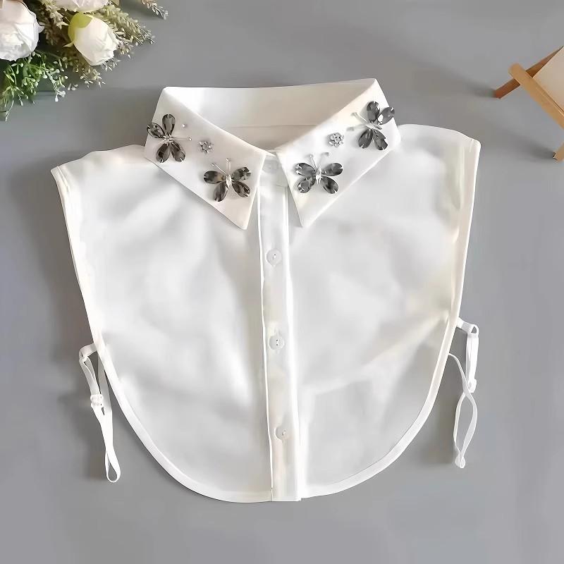 Lapel Fake Collar Women Detachable Collars  False Collar Woman Diamond Pearl Necktie Kraagje Nep Dames Clothing Accessories