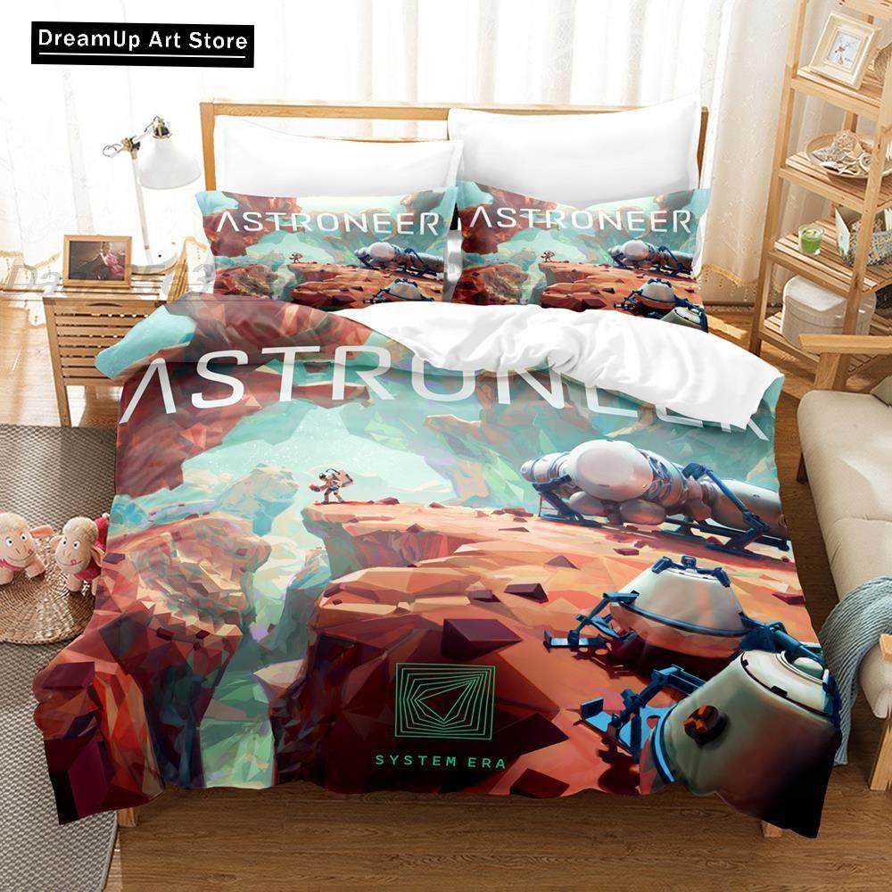 

3D Print Fashion Cartoon Game Astroneer Bedding Set Boys Girls Twin Queen Full Size Duvet Cover Pillowcase Bed Adult Bedroom EU Single 90x200cm