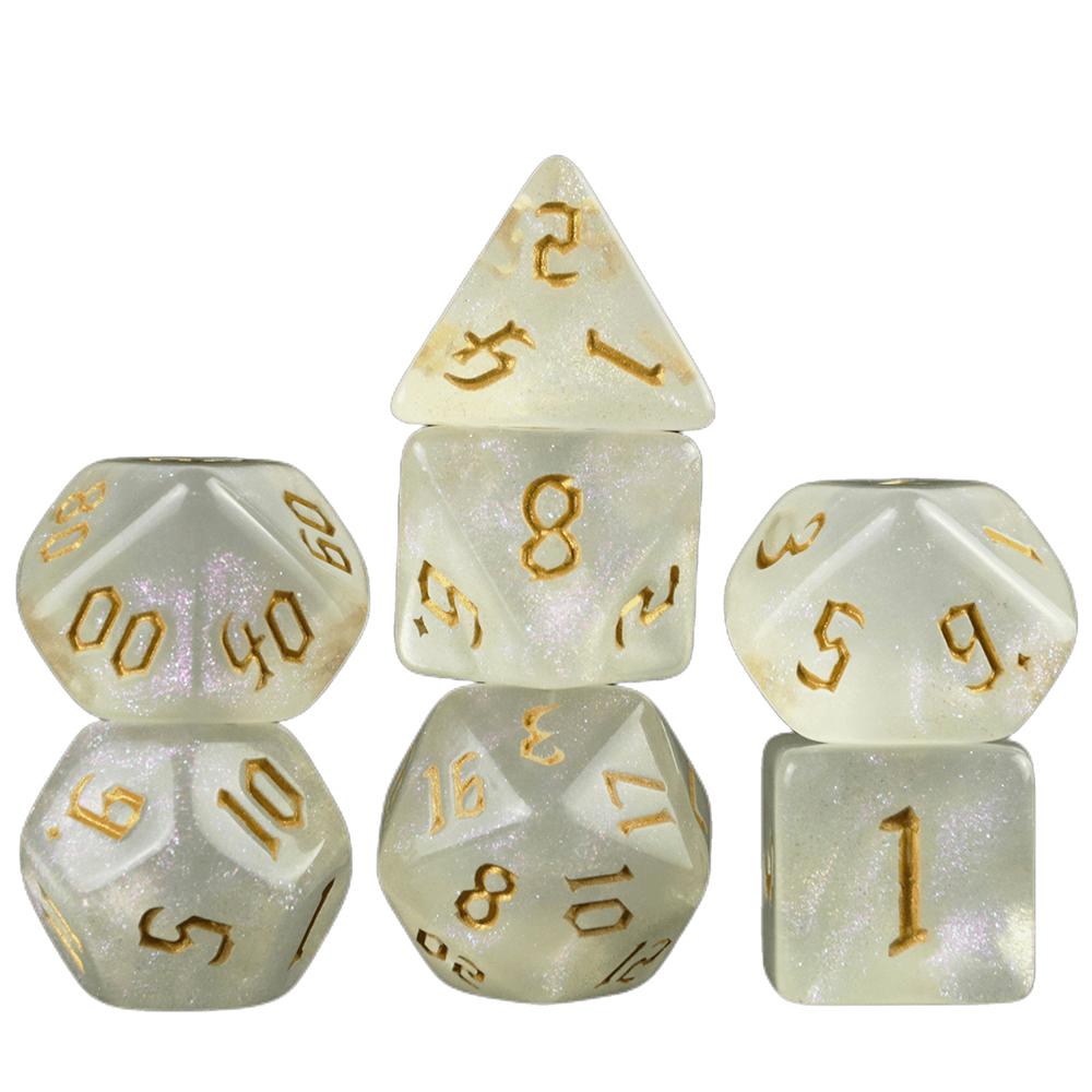 DND Dice 7pcs Game Dice Set Glitter Digital Polyhedral Dice for DND RPG Board Game Accessories