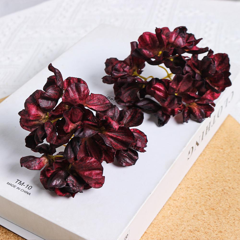 Künstliche Hortensienblüten mit verbrannten Rändern: Seide DIY Antiker Stil Hanfu Kopfschmuck Zubehör