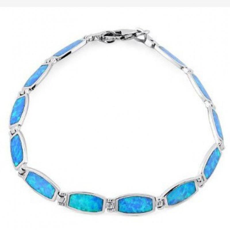 New hot sale, white gold and blue oval edge cut bracelet.