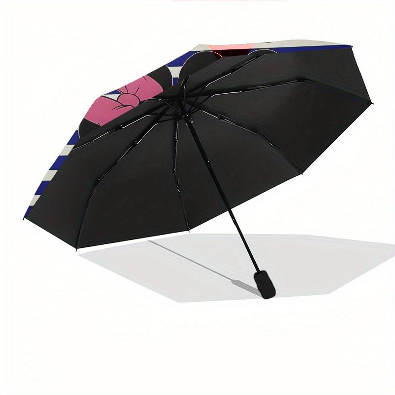 Disney Mickey,Minnie,Love Manual Opening and Closing Umbrella,8-Rib Reinforced Folding Design, Lightweight