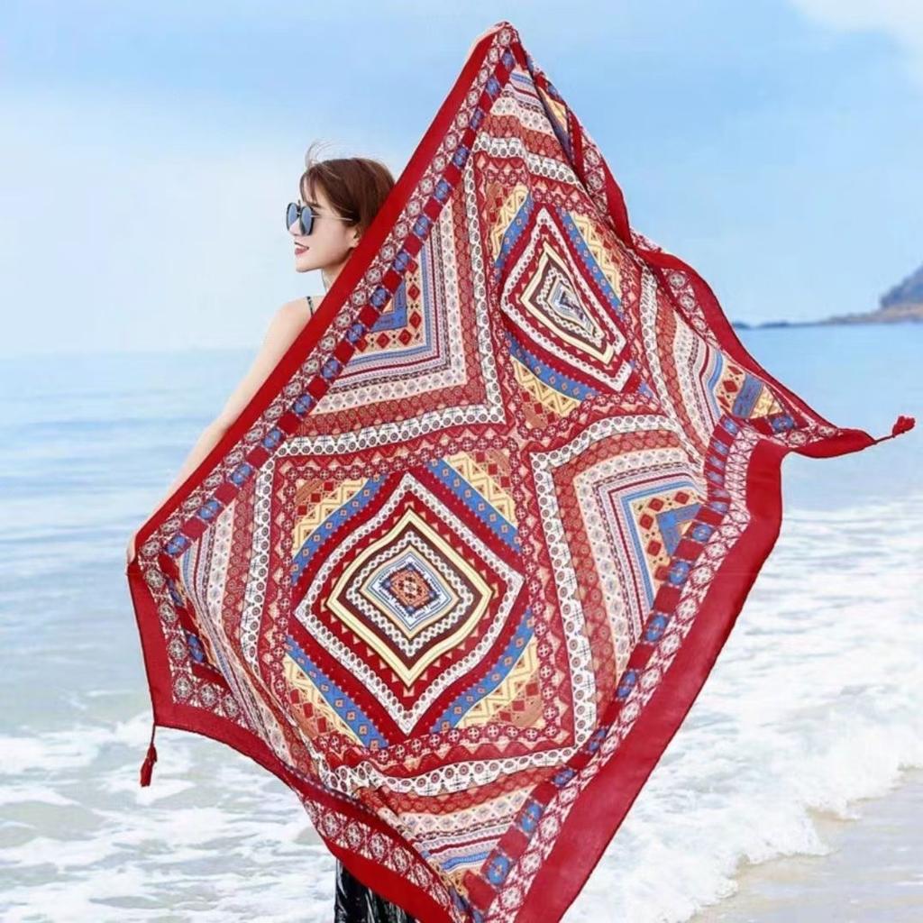 Chaka Salt Lake Great Northwest Tourism Ethnic Style Scarf Silk Scarf Women'S Summer Seaside Beach Shawl Sunscreen Thin
