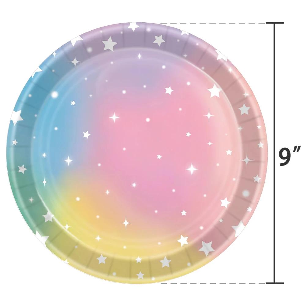 Rainbow Party Supplies Macarons Stars Pink Birthday Napkin Plate Cup Balloon For Girls Wedding Pastel Birthday Party Decor