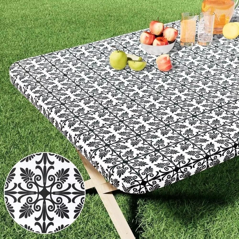 Waterproof Rectangular Tablecloth Washable Elastic Table Sheet New Elastic Fitted Tablecloth Black-30x48 in