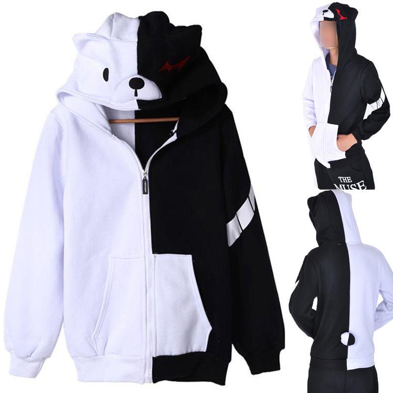 Anime Danganronpa Monokuma Cosplay Unisex Jacket Hoodie Sweatshirt Coat Hooded