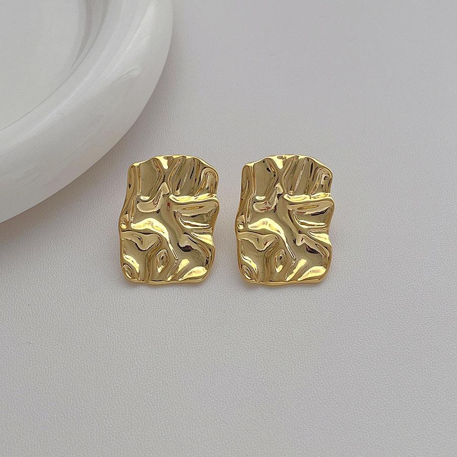 Irregular Square Pleated Earrings, Simple Fashion Temperament Earrings, Versatile High-end Niche Earrings