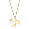Stainless Steel Floral English Alphabet Necklace - Women's Unique Clavicle Chain