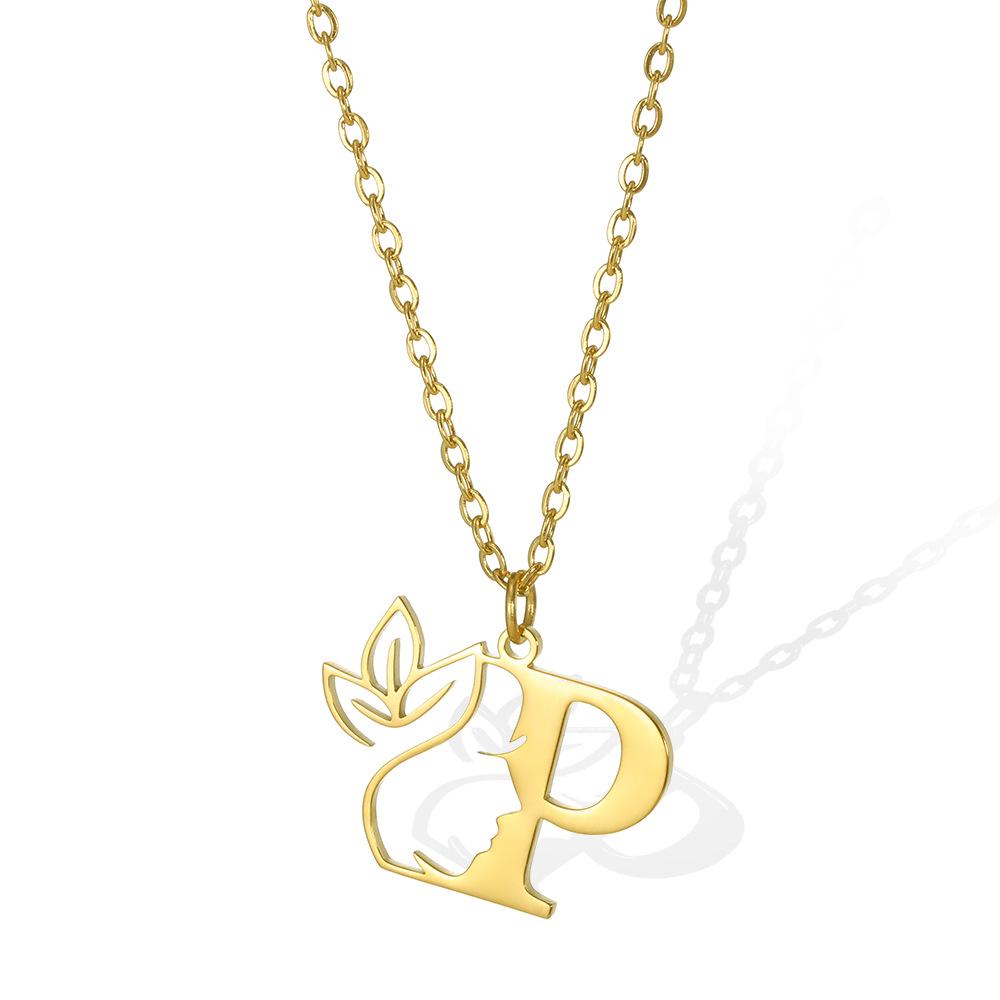Stainless Steel Floral English Alphabet Necklace - Women's Unique Clavicle Chain