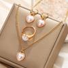 24K Gold Alloy Two-Piece Jewelry Set Indian Dubai Wedding Accessories Sand Gold Twisted Geometric Necklace Earrings for Unisex