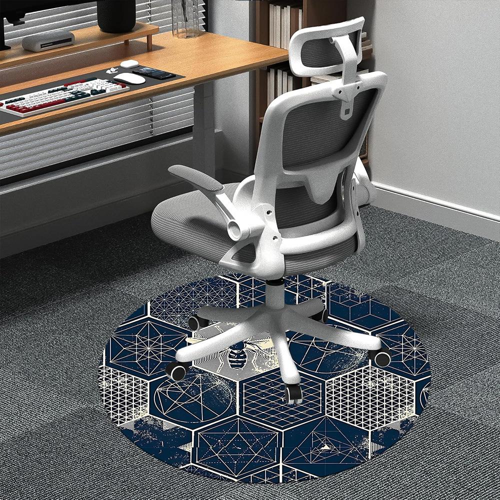 1pc Bee Honeycomb Office Round Area Rug, Indoor Mat Suitable ForOffice, Under Office Chairs Bedroom Living Room Home Decor, Room Deco D120