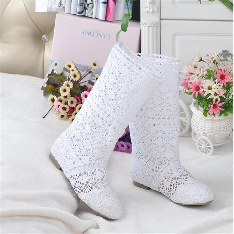 2025 Hollow Boots Shoes Breathable Knit Line Mesh Fashion High Help Summer Women's Boots High To Help Women's Shoes 11 Colors