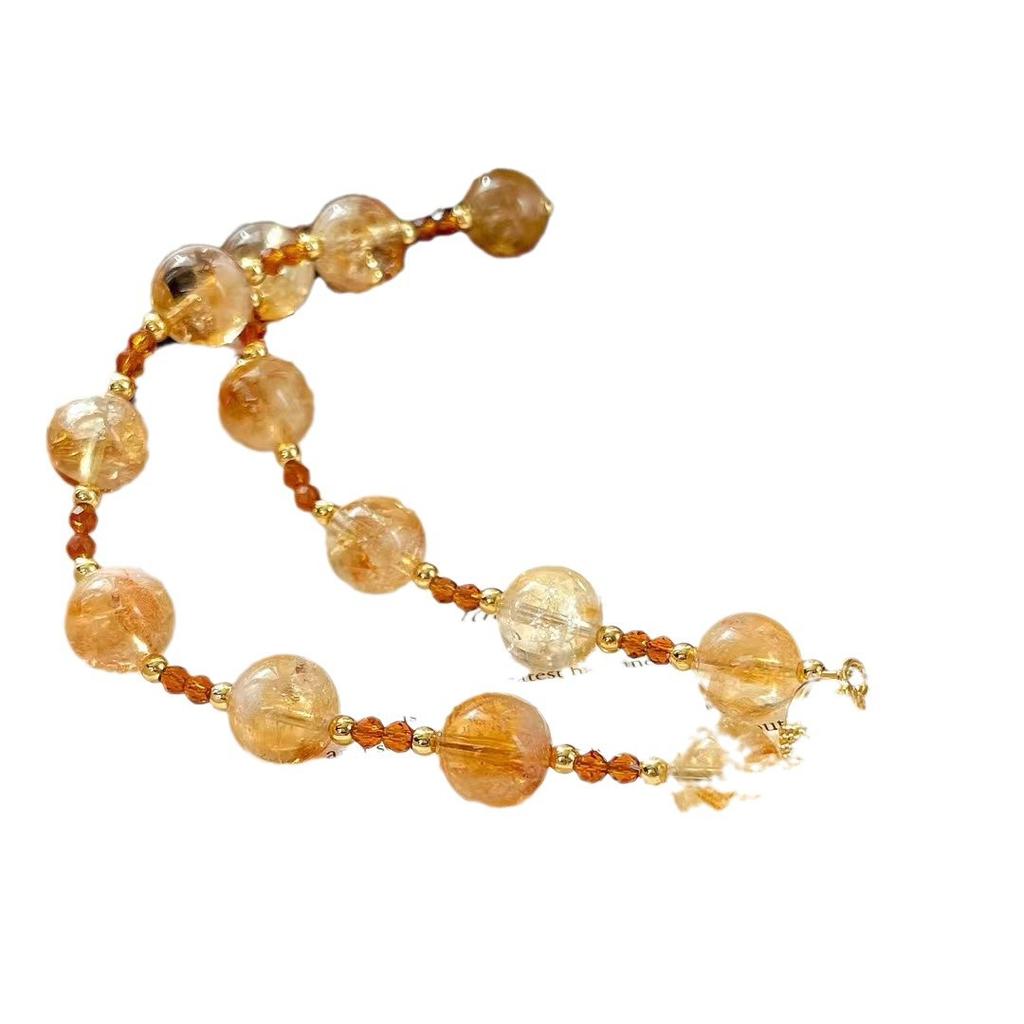 Vintage High Quality Maillard Style Natural Citrine Gypsophila Clavicle Chain Necklace