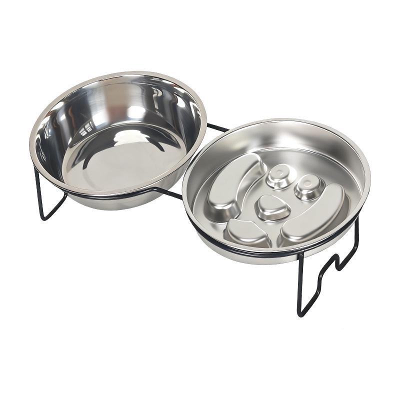 Non-Slip Stainless Steel Slow Feeder Bowl for Small to Medium Dogs and Cats