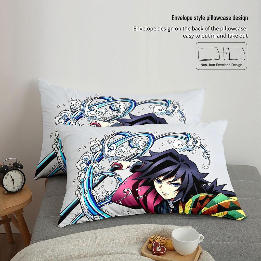 Tomioka Giyu Demon Slayer Anime Bedding Set - 4-Piece Duvet Cover & Bed Sheet