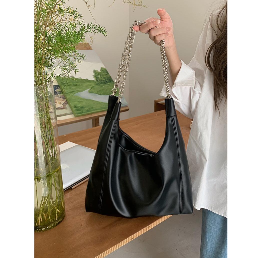 

Жіноча сумка на плече з м’якої PU шкіри. Весільна сумка. Універсальна сумка під пахвами Bolso Mujer. Модна сумочка на ланцюжку великої ємності. чорний