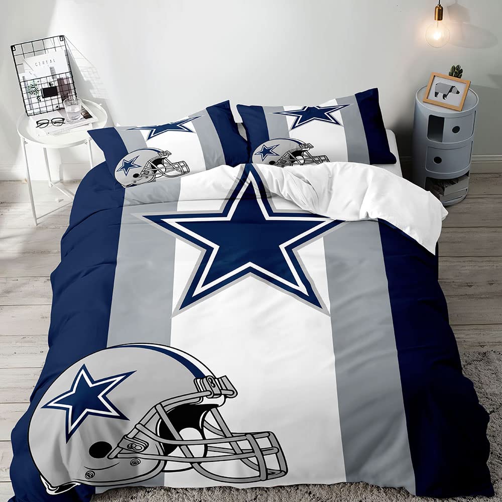 Set Copripiumino Football Americano, Set Biancheria da Letto Sportiva, Set Copripiumino Blu Navy, Regali Ispirazionali per Uomo Fidanzato Marito