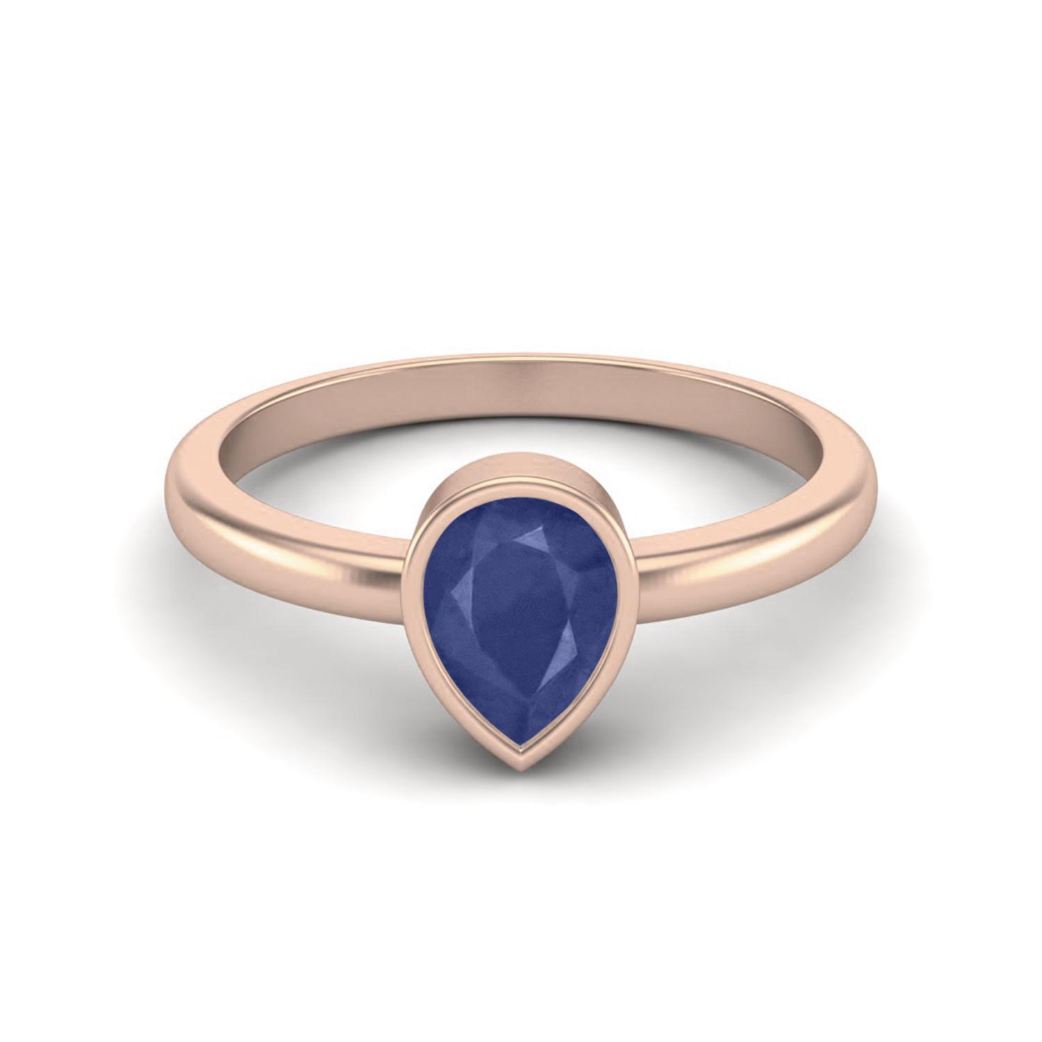0.70 Cts Pear Blue Sapphire 925 Sterling Silver Rose Vermeil Solitaire Women Engagement Ring