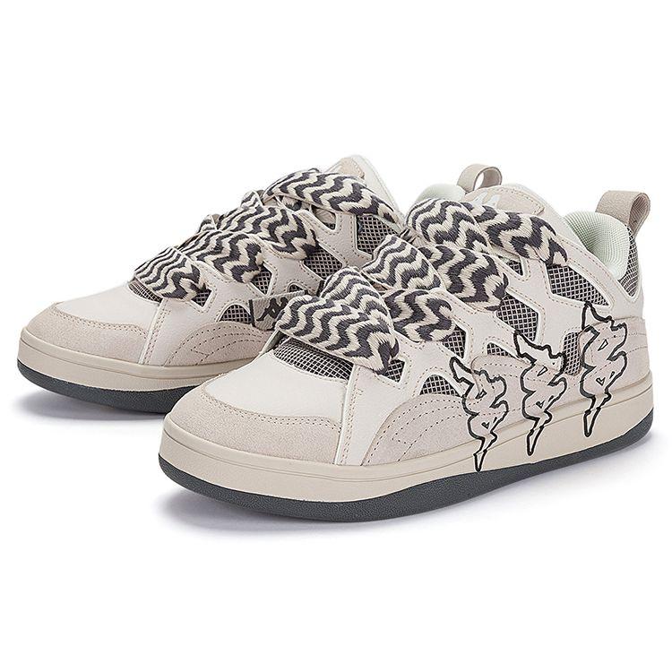 Kappa Fatty Sneakers Bread Shoes Label Skate Shoes Cute Casual Sports Low Top Unisex Sneakers White Gray K0DZ5CS01D-133
