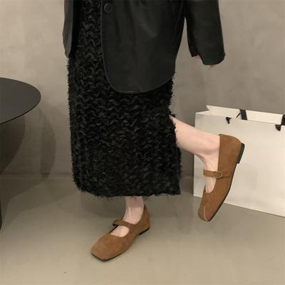 Retro Mary Jane Schuhe mit flachem Boden Damenschuhe Frühjahr und Herbst 2024 neues Nischendesign Leopardenmuster leichter Ausschnitt eckige Spitze Einzelne Schuhe