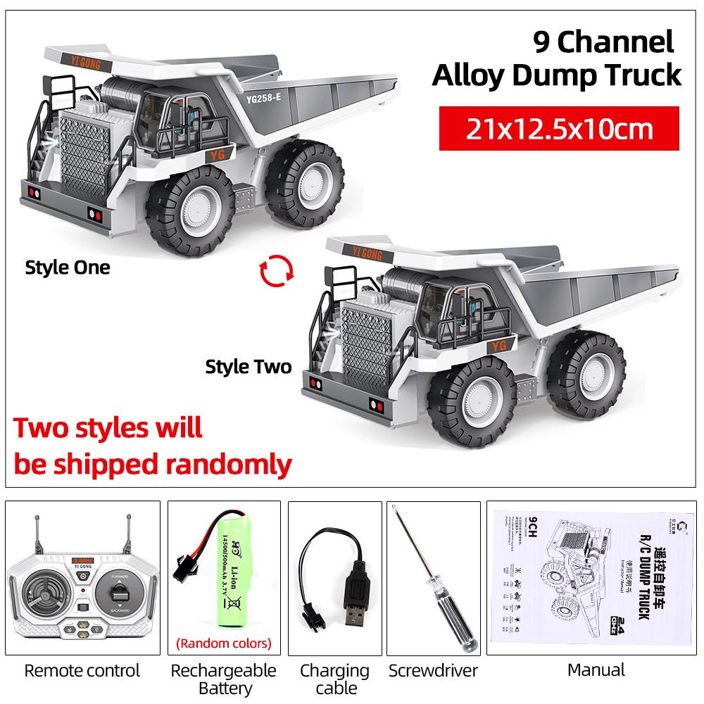 1/20 RC Excavator Dumper with Light Music 2.4GHz 11CH Big RC Truck Engineering Vehicles Educational Toys for Kids Christmas Gift