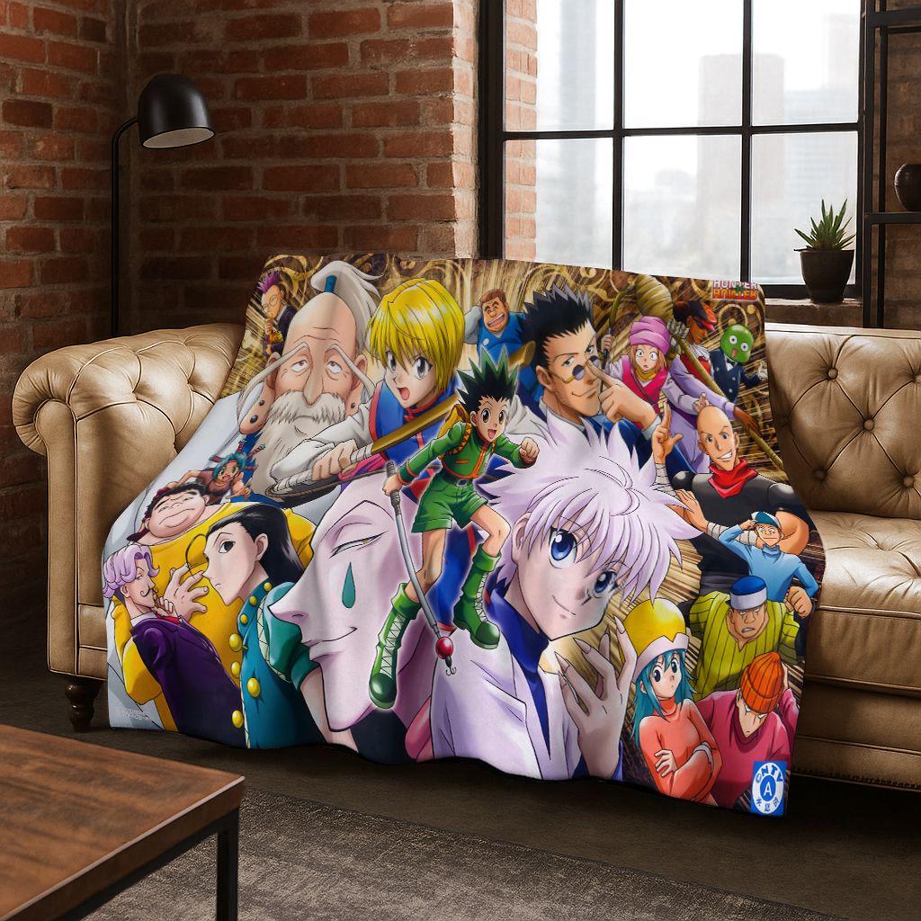 Anime HUNTER X HUNTER HXH Gon Freecss Killua Cartoon Flannel Blanket,Cozy Soft Throw Blanket for Home Bedroom Bed Sofa Cover Kid