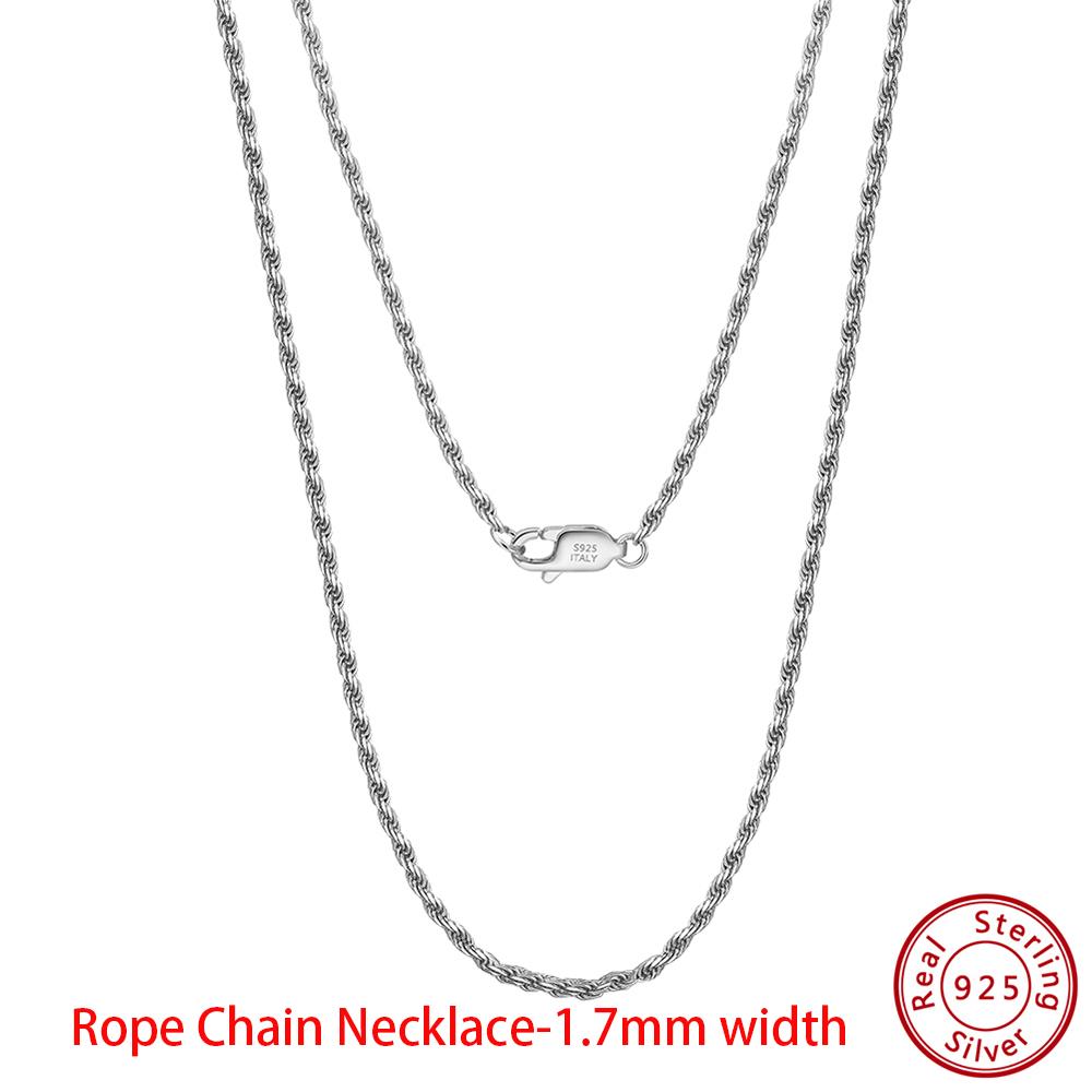 EFFIE QUEEN Real 925 Sterling Silver Diamond Cut Twist Rope Figaro Cuban Snake Bead Box Link Chain Necklace DIY Fine Jewelry SC