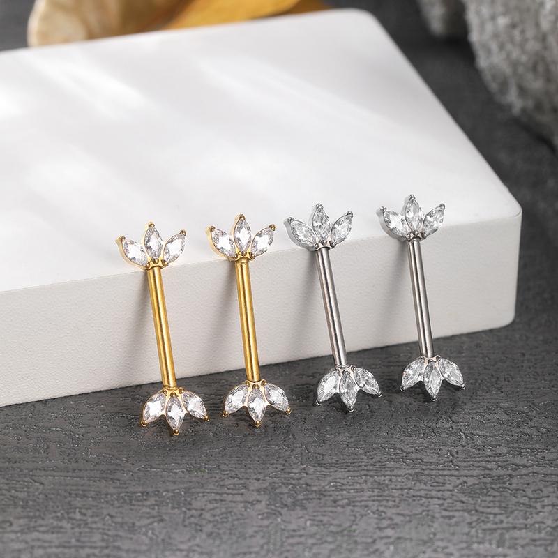 1PC PVD Titanium Nipple Piercing Bar For Women 14G Bezel Set CZ Front Facing Barbell Nipple Shield Ring Sexy Body Jewelry