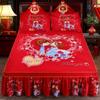 1pc Thickened Sanding Bedspread Soft Non-Slip King Queen Bed Skirt Wedding Fitted Sheet Cover No Pillowcase