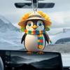 Cute Scarf Hat Penguin Cartoon Pattern Pendant Car Accessories Decoration