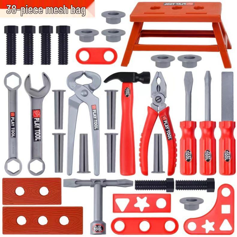 Kids Educational Pretend Play Toolbox Set with Electric Drill & Screwdriver for Boys and Girls