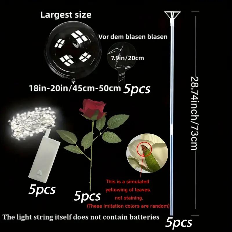 

LED light rose bouquet transparent wave balloon, suitable for weddings, anniversaries, birthdays, Valentine s Day, bridal shower Other