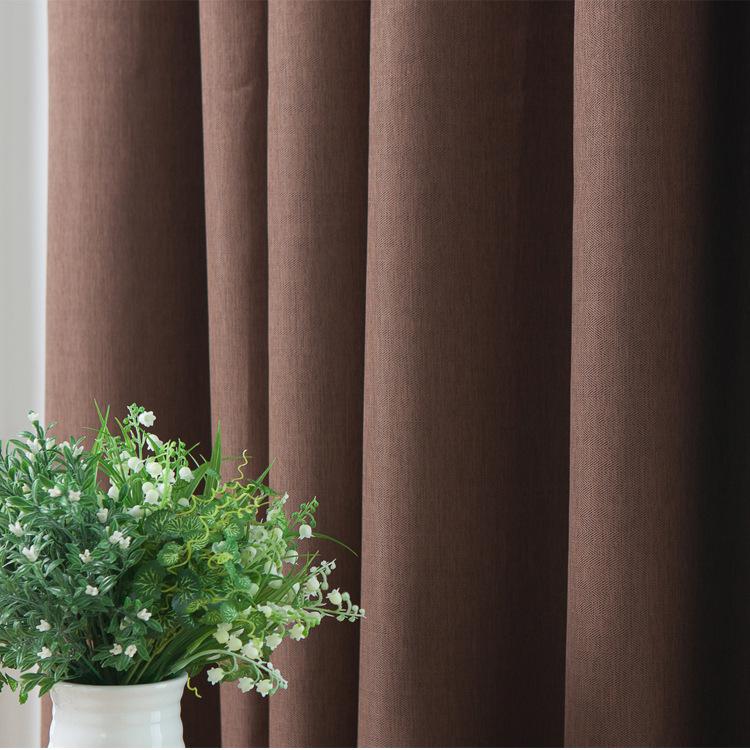 Simple Solid Color Herringbone Pattern Thickened Blackout Curtains, Bedroom Living Room Warp Knitted Curtains Customization