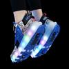Bo Zong Kids LED Light-Up Rechargeable Double-Wheel Roller Shoes