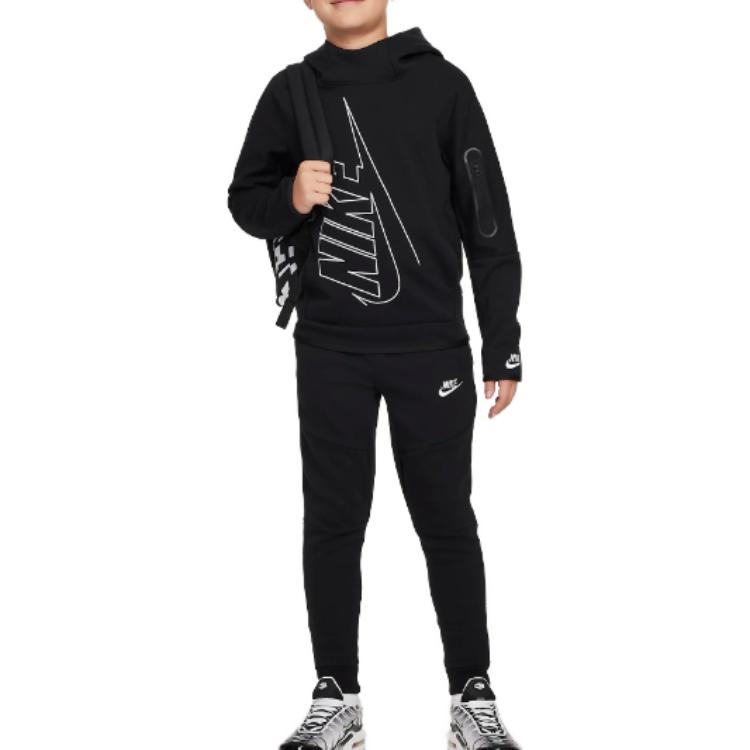 Nike Fitted Letter Print Casual Pants Kids Bottoms Black DX5093-010