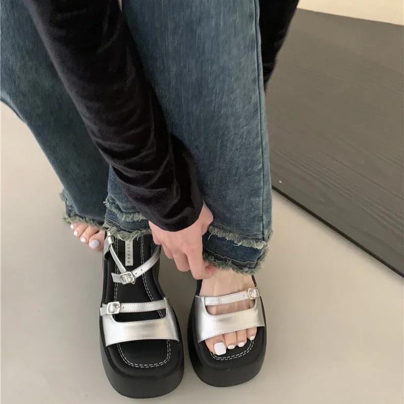 2026 Summer Gladiator Platform Women Sandals Fashion Elegant Open Toe Shoes Ladies Outdoor Dress Platform Flats Sandalias