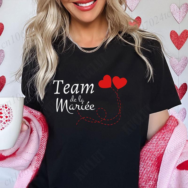 Bachelorette Hen Party Evjf Future Team Bride T-Shirt French Women Short Sleeved Tees Graphic Tops Bridal Shower Wedding Clothes