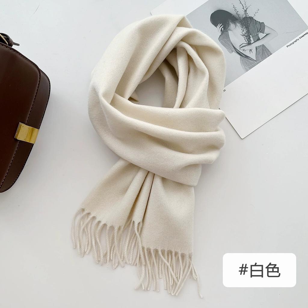 100% Wool Winter Scarf For Women Long Warm Cashmere Scarves Hijab Solid Lady Shawl Wrap Female Pashmina Bandana Head Scarfs
