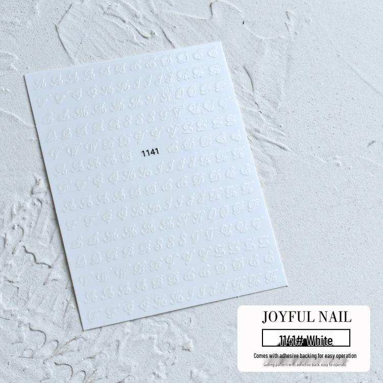 3D Laser Nail Stickers - Russian Symbols, Letters, Numbers for Influencer Style