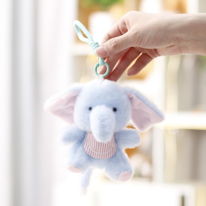 Soft Elephant Plush Doll With Keyring Kids Animal Toy For Childrens Gift