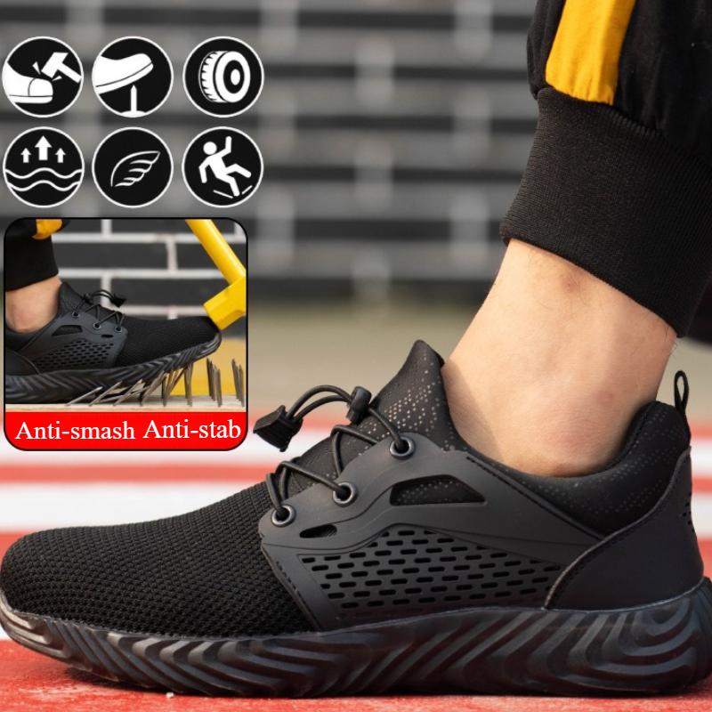Fashion Men Safety Boots Steel Toe Work Shoes Summer Breathable Sneakers Puncture Proof Anti-smash Boot Non-slip Lightweight Women Shoes