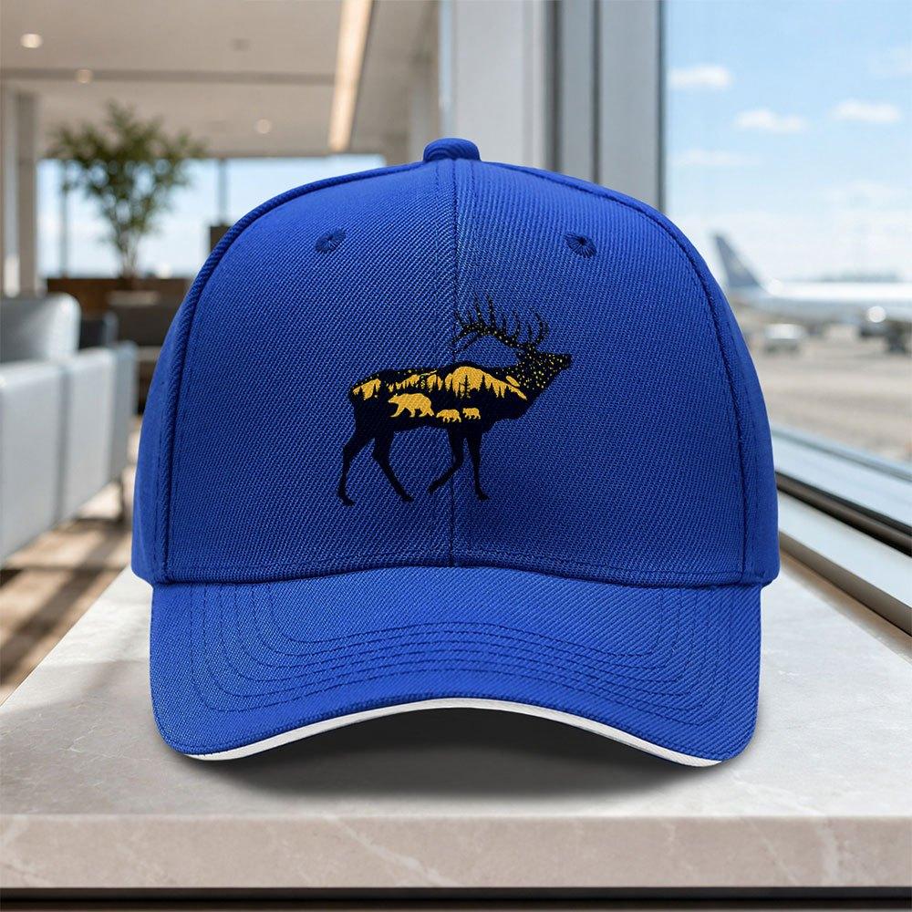 Adjustable Sandwich Cap With Forest Deer Bear Pattern Lightweight Unisex Outdoor Hat For Weddings Parties Gifts
