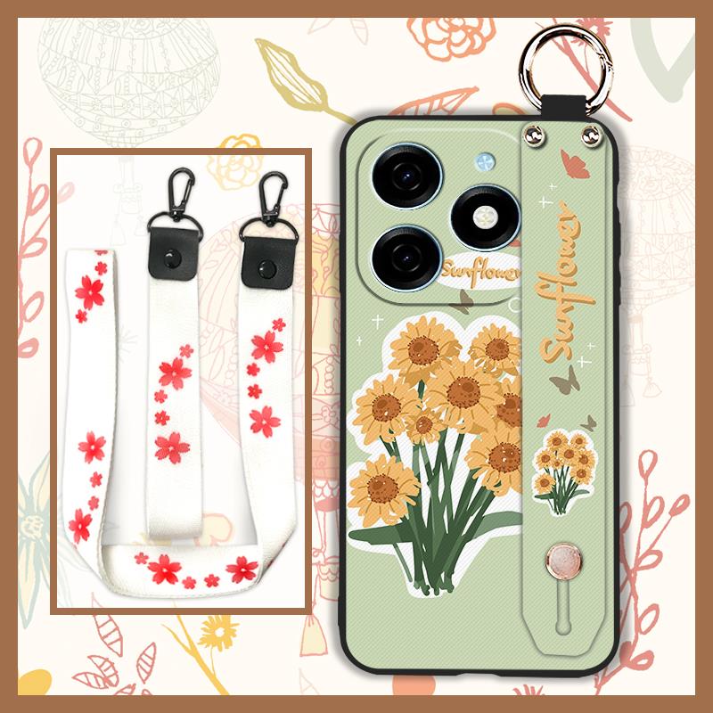 Fashion Design Durable Phone Case For Tecno Spark20/KJ5 Flower Anti-knock Phone Holder Anti-dust Dirt-resistant Ring