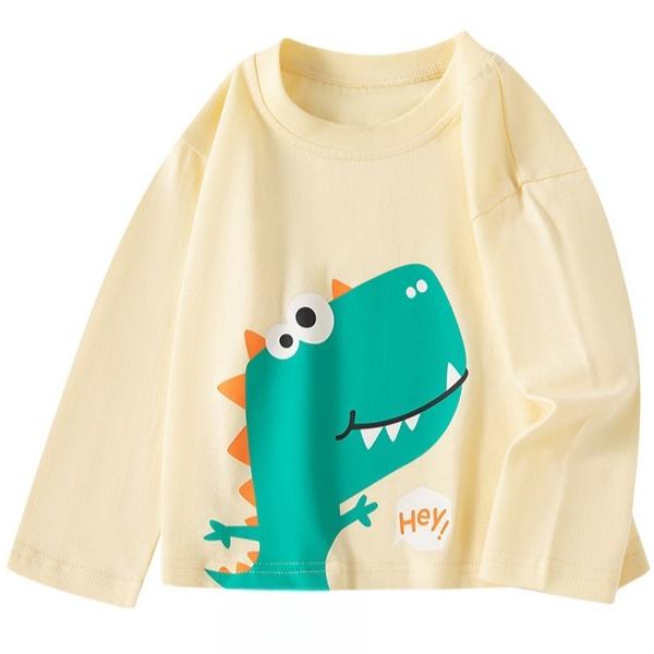 

Spring and Autumn Round Neck Cartoon Dinosaur Pattern 3D Printed Top Fashionable Casual Long Sleeved Children s Boy T-shirts 170