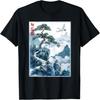 Japanese Woodblock Art_ Crane and Pine Japanese Kanji T-Shirt
