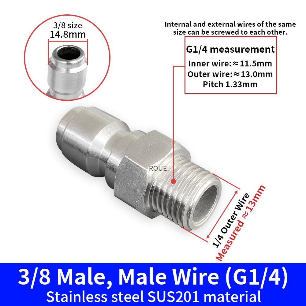 3/8 Inch Stainless Steel Male and Female Quick Connector Kit Pressure Washer Adapter Set Quick Connector Plug Male Nipples