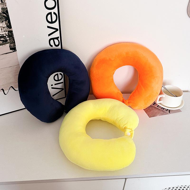 Poduszka podróżna w kształcie litery U w jednolitym kolorze, pod kark i głowę