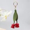 Stylish Tulip Keychain PU Leather Alloy Durable Accessory Elegant Floral Key Ring For Bags Backpacks Gift Idea
