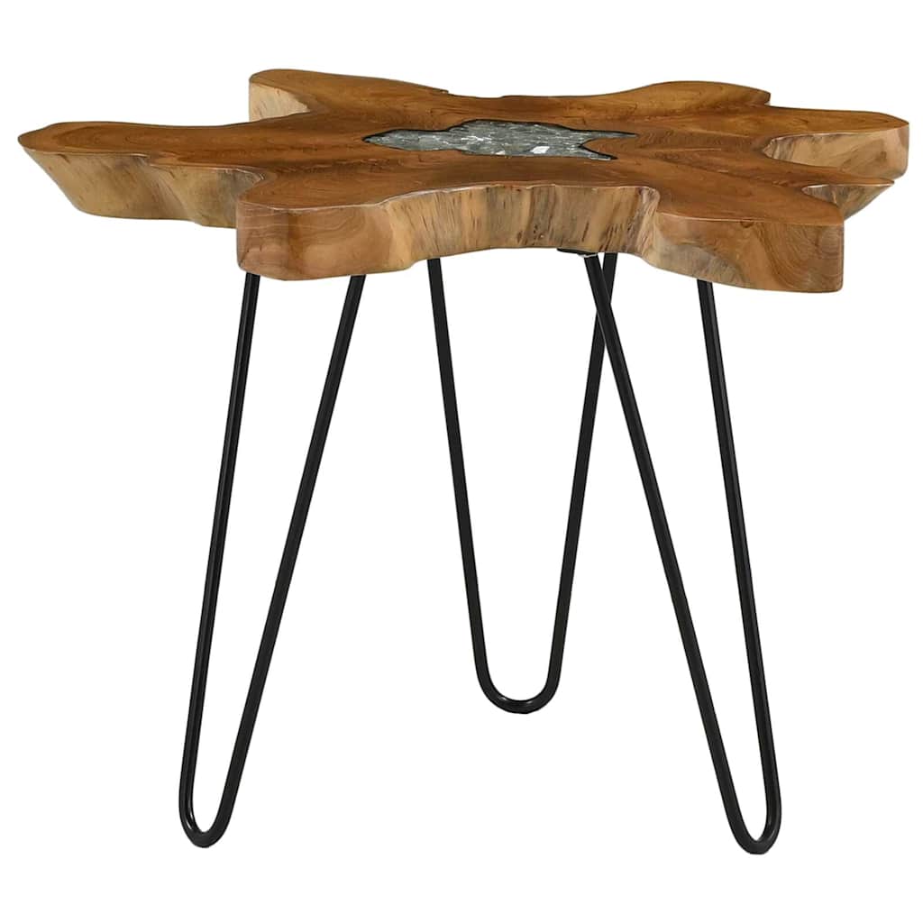 Couchtisch 70 x 45 cm Massives Teakholz und Polyresin