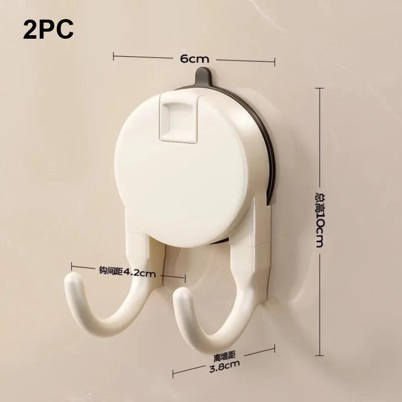 Multifunctional Suction Cup Hook Reusable Strong Vacuum Power Traceless No-Drilling Hooks for Bathroom Kitchen Door 2pcs